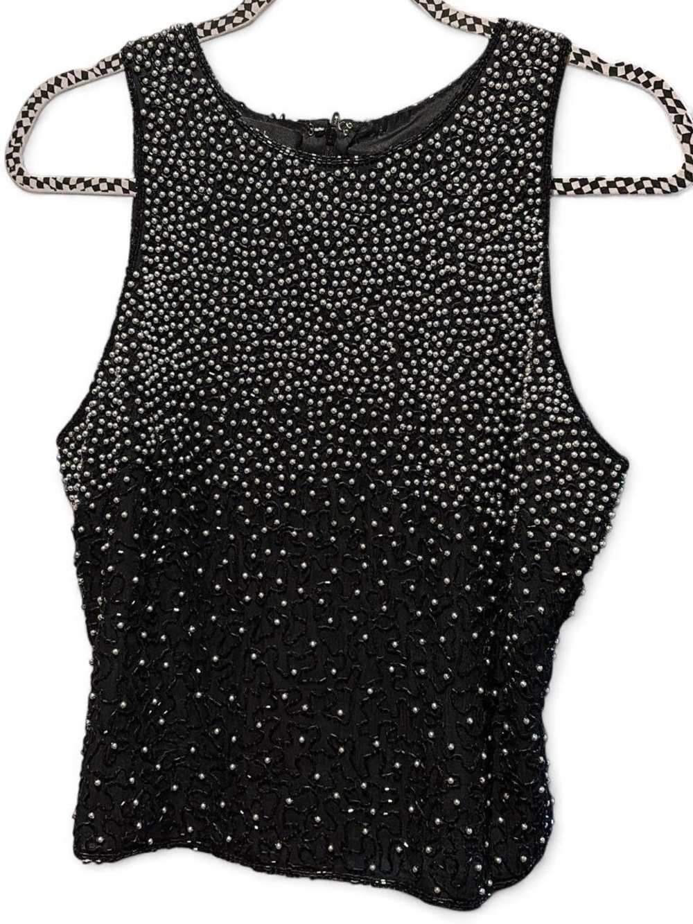 Laurence Kazar Black and Silver Beaded Top
